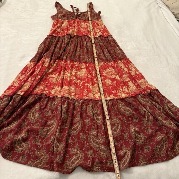 Denim & Supply Ralph Lauren Red Boho Tiered Maxi Dress Small - Picture 12 of 14